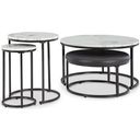 The appearance of Jusmour Table Set of 4 In Black and White designed by Signature Design by Ashley in the modern / contemporary interior design. This black/white piece of furniture  was selected by 1StopBedrooms from Jusmour Collection to add a touch of cosiness and style into your home. Sku: T161-14. Material: Marble.