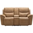 The appearance of Kaden Power Reclining Console Loveseat with Power Head Rests and Power Lumbar In Taupe designed by BarcaLounger in the modern / contemporary interior design. This taupe piece of furniture  was selected by 1StopBedrooms from Kaden Collection to add a touch of cosiness and style into your home. Sku: 24PHL3665372282. Material: Leather.