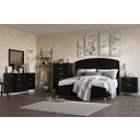 The appearance of Kailani Queen Bed In Black designed by New Classic in the modern / contemporary interior design. This black piece of furniture was selected by 1StopBedrooms from Kailani Collection to add a touch of cosiness and style into your home. Sku: B4378K-315;B4378K-335. Material: Wood. Bed Size: Queen. Bed Type: Upholstered Bed.