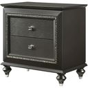 The appearance of Kaitlyn Nightstand (Metallic Gray) designed by ACME in the glam interior design. This metallic gray piece of furniture was selected by 1StopBedrooms from Kaitlyn Collection to add a touch of cosiness and style into your home. Sku: 27283. Material: Wood.
