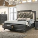 The appearance of Kaitlyn Storage Bed (Metallic Gray) (King) designed by ACME in the glam interior design. This metallic gray piece of furniture was selected by 1StopBedrooms from Kaitlyn Collection to add a touch of cosiness and style into your home. Sku: 27277CK/EK-HB;27278CK/EK-FB;27279CK/EK-DRW;27279EK-R. Bed Type: Storage Bed. Material: Wood. Bed Size: King.
