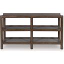 The appearance of Kallenny Sofa Table In Gray and Brown designed by Signature Design by Ashley in the modern / contemporary interior design. This gray/brown piece of furniture  was selected by 1StopBedrooms from Kallenny Collection to add a touch of cosiness and style into your home. Sku: T669-4. Material: MDF.