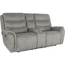 The appearance of Kamari Console Loveseat with Dual Recliners In Gray designed by New Classic in the modern / contemporary interior design. This gray piece of furniture was selected by 1StopBedrooms from Kamari Collection to add a touch of cosiness and style into your home. Sku: U092-25-GRY. Material: Fabric.