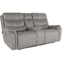 The appearance of Kamari Console Loveseat with Power Headrest and Footrest In Gray designed by New Classic in the modern / contemporary interior design. This gray piece of furniture  was selected by 1StopBedrooms from Kamari Collection to add a touch of cosiness and style into your home. Sku: U092-25P2-GRY. Material: Fabric.