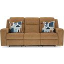 The appearance of Kanlow Reclining Sofa In Honey designed by Signature Design by Ashley in the modern / contemporary interior design. This honey piece of furniture  was selected by 1StopBedrooms from Kanlow Collection to add a touch of cosiness and style into your home. Sku: 3860588. Material: Polyester.