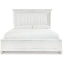 Kanwyn King Panel Bed with Storage Bench In White Wash