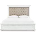 The appearance of Kanwyn Queen Panel Bed In White Wash designed by Signature Design by Ashley in the transitional interior design. This white wash piece of furniture  was selected by 1StopBedrooms from Kanwyn Collection to add a touch of cosiness and style into your home. Sku: B777-54;B777-96;B777-157. Bed Type: Panel Bed. Material: Fabric. Bed Size: Queen.