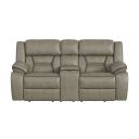 Kaoru Motion Loveseat with Console In Grey