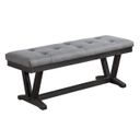 Karol Dining Bench In Gray Fabric and Weathered Gray Wood