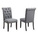 Karol Dining Chairs Set of 2 In Gray Fabric and Weathered Gray Wood