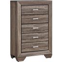 The appearance of Kauffman 5-drawer Chest Washed Taupe designed by Coaster in the transitional interior design. This taupe piece of furniture was selected by 1StopBedrooms from Kauffman Collection to add a touch of cosiness and style into your home. Sku: 204195. Material: Wood.