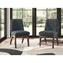 The appearance of Yingden Dining Chair Set of 2 In Dark Brown designed by Signature Design by Ashley in the modern / contemporary interior design. This dark brown piece of furniture  was selected by 1StopBedrooms from Yingden Collection to add a touch of cosiness and style into your home. Sku: NCD857-01. Material: Fabric.