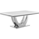 The appearance of Kerwin Rectangle Faux Marble Top Dining Table White and Chrome designed by Coaster in the modern / contemporary interior design. This white marble piece of furniture  was selected by 1StopBedrooms from Kerwin Collection to add a touch of cosiness and style into your home. Sku: 111101B1;111101B2;111101B3. Material: Metal. Table Top Shape: Rectangular. Size: 42" x 71".