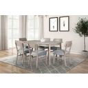 The appearance of Keynes Dining Table In Gray designed by Furniture of America in the transitional interior design. This gray piece of furniture was selected by 1StopBedrooms from Keynes Collection to add a touch of cosiness and style into your home. Sku: FM3201GY-T. Material: Fabric. Table Top Shape: Rectangular. Size: 35" x 59".