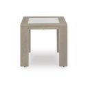 The appearance of Kimpton Isle Outdoor End Table In Brown designed by Signature Design by Ashley in the modern / contemporary interior design. This brown piece of furniture was selected by 1StopBedrooms from Kimpton Isle Collection to add a touch of cosiness and style into your home. Sku: P704-702. Table Top Shape: Square. Material: Marble.
