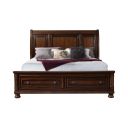 Kingsley King Sleigh Bed With Storage Footboard and Non-Storage Rails In Cherry Brown