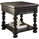 The appearance of Kingstown Explorer End Table In Tamarind designed by Tommy Bahama in the traditional interior design. This tamarind piece of furniture  was selected by 1StopBedrooms from Kingstown Collection to add a touch of cosiness and style into your home. Sku: 619-943. Material: Leather.