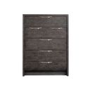 The appearance of Kinsley Drawer Chest In Black Heron designed by Magnussen in the transitional interior design. This black heron piece of furniture was selected by 1StopBedrooms from Kinsley Collection to add a touch of cosiness and style into your home. Sku: B5890-10. Material: Oak Veneer.