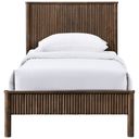 The appearance of Kivo Solid Wood Twin Bed In Walnut designed by Meridian in the transitional interior design. This walnut piece of furniture  was selected by 1StopBedrooms from Kivo Collection to add a touch of cosiness and style into your home. Sku: KivoBrown-T Box 1/2 (Headboard);KivoBrown-T Box 2/2 (Footboard / Rails / Slats). Bed Type: Platform Bed. Bed Size: Twin. Material: Rubberwood.