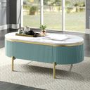 The appearance of Koblenz Coffee Table In Light Teal designed by Furniture of America in the glam interior design. This light teal piece of furniture  was selected by 1StopBedrooms from Koblenz Collection to add a touch of cosiness and style into your home. Sku: CM4412GR-C. Material: Metal.