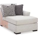 The appearance of Koralynn RAF Corner Chaise In Stone designed by Signature Design by Ashley in the modern / contemporary interior design. This stone piece of furniture  was selected by 1StopBedrooms from Koralynn Collection to add a touch of cosiness and style into your home. Sku: 5410217. Material: Fabric.