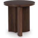 The appearance of Korestone Rund End Table In Dark Brown designed by Signature Design by Ashley in the modern / contemporary interior design. This dark brown piece of furniture was selected by 1StopBedrooms from Korestone Collection to add a touch of cosiness and style into your home. Sku: T689-6. Material: Wood.