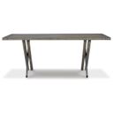 The appearance of Krystanza Dining Table In Weathered Gray designed by Signature Design by Ashley in the transitional interior design. This weathered gray piece of furniture was selected by 1StopBedrooms from Krystanza Collection to add a touch of cosiness and style into your home. Sku: D766-25. Material: Metal. Table Top Shape: Rectangular. Size: 76" x 42".