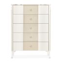 The appearance of La Marisia 5-Drawer Chest In Creamy Pearl designed by Michael Amini in the modern / contemporary interior design. This creamy pearl piece of furniture  was selected by 1StopBedrooms from La Marisia Collection to add a touch of cosiness and style into your home. Sku: 9089070SA-112. Material: Poplar.
