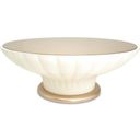 The appearance of La Rachelle Round Scalloped Cocktail Table In Champagne designed by Michael Amini in the modern / contemporary interior design. This champagne piece of furniture was selected by 1StopBedrooms from La Rachelle Collection to add a touch of cosiness and style into your home. Sku: 9034204-136. Material: Wood.