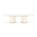 The appearance of La Terrazza Double Pedestal Dining Table In Creamy Pearl designed by Michael Amini in the transitional interior design. This creamy pearl piece of furniture was selected by 1StopBedrooms from La Terrazza Collection to add a touch of cosiness and style into your home. Sku: 9092002T-112;9092002B-112. Table Top Shape: Rectangular. Material: Solid Wood. Size: 48" x 93".