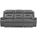 The appearance of Laconia Double Reclining Sofa In Dark Gray designed by Homelegance in the modern / contemporary interior design. This dark gray piece of furniture was selected by 1StopBedrooms from Laconia Collection to add a touch of cosiness and style into your home. Sku: 9629DGY-3. Material: Leather.