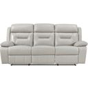 The appearance of Laconia Double Reclining Sofa In Gray designed by Homelegance in the modern / contemporary interior design. This gray piece of furniture was selected by 1StopBedrooms from Laconia Collection to add a touch of cosiness and style into your home. Sku: 9629SVE-3. Material: Leather.