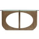 The appearance of Lainey Demilune Sofa Table In Almond designed by Magnussen in the modern / contemporary interior design. This almond piece of furniture was selected by 1StopBedrooms from Lainey Collection to add a touch of cosiness and style into your home. Sku: T5951-75. Material: Pine Veneer.