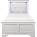 The appearance of Lana Twin Bed with LED Lighting In White designed by Homelegance in the glam interior design. This white piece of furniture  was selected by 1StopBedrooms from Lana Collection to add a touch of cosiness and style into your home. Sku: 1556WT-1;1556WF-3. Bed Type: Panel Bed. Material: Faux Leather. Bed Size: Twin.