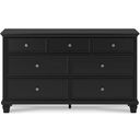 The appearance of Lanolee Black Dresser designed by Signature Design by Ashley in the transitional interior design. This black piece of furniture was selected by 1StopBedrooms from Lanolee Collection to add a touch of cosiness and style into your home. Sku: B687-31. Material: Wood.