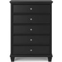 The appearance of Lanolee Black Five Drawer Chest designed by Signature Design by Ashley in the transitional interior design. This black piece of furniture was selected by 1StopBedrooms from Lanolee Collection to add a touch of cosiness and style into your home. Sku: B687-46. Material: Wood.