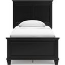 The appearance of Lanolee Twin Panel Bed In Black designed by Signature Design by Ashley in the transitional interior design. This black piece of furniture was selected by 1StopBedrooms from Lanolee Collection to add a touch of cosiness and style into your home. Sku: B687-52;B687-53;B687-86. Bed Type: Panel Bed. Material: Wood. Bed Size: Twin.