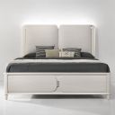 Laveda Queen Bed with LED In Light Gray and Pearl White
