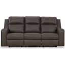 The appearance of Lavenhorne Reclining Sofa With Drop Down Table In Granite designed by Signature Design by Ashley in the modern / contemporary interior design. This granite piece of furniture was selected by 1StopBedrooms from Lavenhorne Collection to add a touch of cosiness and style into your home. Sku: 6330689. Material: Faux Leather.