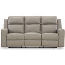 The appearance of Lavenhorne Reclining Sofa With Drop Down Table In Pebble designed by Signature Design by Ashley in the modern / contemporary interior design. This pebble piece of furniture was selected by 1StopBedrooms from Lavenhorne Collection to add a touch of cosiness and style into your home. Sku: 6330789. Material: Faux Leather.