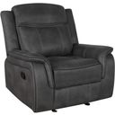 The appearance of Lawrence Upholstered Tufted Back Glider Recliner designed by Coaster in the transitional interior design. This charcoal piece of furniture was selected by 1StopBedrooms from Lawrence Collection to add a touch of cosiness and style into your home. Sku: 603506. Material: Microfiber.