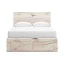 The appearance of Lawroy Queen Panel Storage Bed In Light Natural designed by Signature Design by Ashley in the transitional interior design. This light natural piece of furniture was selected by 1StopBedrooms from Lawroy Collection to add a touch of cosiness and style into your home. Sku: B100-13;B2310-54S;B2310-57;B2310-95. Bed Type: Storage Bed. Material: Wood. Bed Size: Queen.