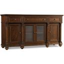 The appearance of Leesburg Dark Wood Buffet designed by Hooker in the traditional interior design. This dark wood piece of furniture was selected by 1StopBedrooms from Leesburg Collection to add a touch of cosiness and style into your home. Sku: 5381-75900. Material: Mahogany.