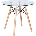 The appearance of LeisureMod Dover Clear Round Bistro Dining Table designed by LeisureMod in the modern / contemporary interior design. This clear piece of furniture was selected by 1StopBedrooms from Dover Collection to add a touch of cosiness and style into your home. Sku: EP31CLTR. Table Top Shape: Round. Material: Glass. Size: 30".