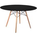 The appearance of LeisureMod Dover Transparent Black Round Dining Table designed by LeisureMod in the modern / contemporary interior design. This transparent black piece of furniture was selected by 1StopBedrooms from Dover Collection to add a touch of cosiness and style into your home. Sku: EP47BLTR. Table Top Shape: Round. Material: MDF. Size: 48".