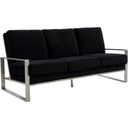 The appearance of Leisuremod Jefferson Contemporary Modern Design Velvet Sofa With Silver Frame In Black designed by LeisureMod in the modern / contemporary interior design. This black piece of furniture  was selected by 1StopBedrooms from Jefferson Collection to add a touch of cosiness and style into your home. Sku: JAS77BL. Material: Stainless Steel.