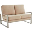 The appearance of Leisuremod Jefferson Contemporary Modern Velvet Loveseat With Silver Frame In Beige designed by LeisureMod in the modern / contemporary interior design. This beige piece of furniture was selected by 1StopBedrooms from Jefferson Collection to add a touch of cosiness and style into your home. Sku: JAS53BG. Material: Stainless Steel.