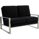 The appearance of Leisuremod Jefferson Contemporary Modern Velvet Loveseat With Silver Frame In Black designed by LeisureMod in the modern / contemporary interior design. This black piece of furniture  was selected by 1StopBedrooms from Jefferson Collection to add a touch of cosiness and style into your home. Sku: JAS53BL. Material: Stainless Steel.