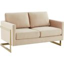 The appearance of LeisureMod Lincoln Beige Modern Mid-Century Upholstered Velvet Loveseat with Gold Frame designed by LeisureMod in the modern / contemporary interior design. This beige piece of furniture was selected by 1StopBedrooms from Lincoln Collection to add a touch of cosiness and style into your home. Sku: LA55BG. Material: Velvet.