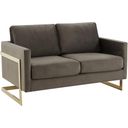 The appearance of LeisureMod Lincoln Dark Grey Modern Mid-Century Upholstered Velvet Loveseat with Gold Frame designed by LeisureMod in the modern / contemporary interior design. This dark grey piece of furniture was selected by 1StopBedrooms from Lincoln Collection to add a touch of cosiness and style into your home. Sku: LA55DGR. Material: Velvet.